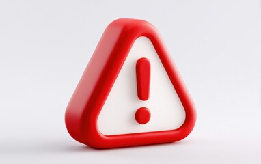 Bright red warning icon in the shape of a triangle with exclamation mark on white background