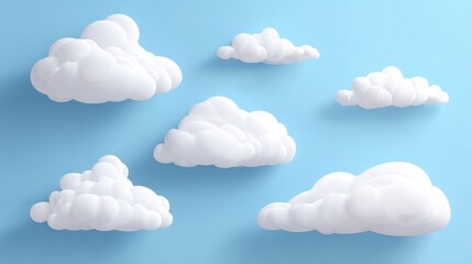 Fototapeta premium Wide Variety of Soft White Clouds in Different Shapes and Sizes on Blue Sky