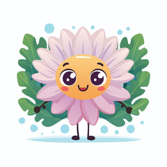 Anemone in cute cartoon character style with expressive face and limbs.