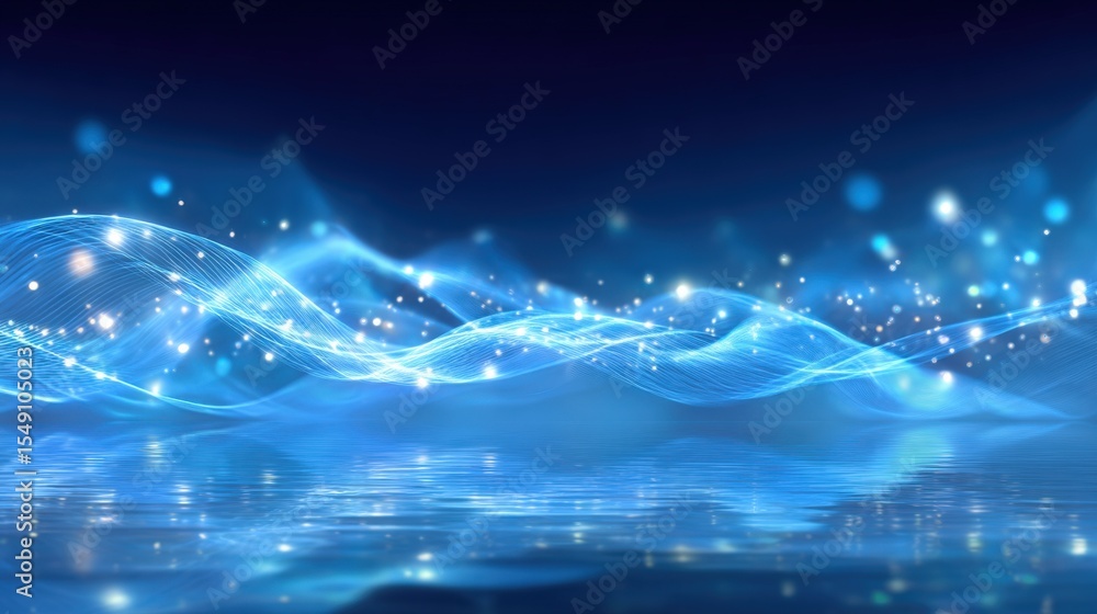 Aufkleber Dynamic digital wave pattern with glowing lights in a high tech futuristic design