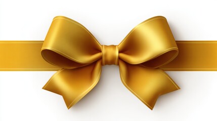 Elegant golden gift ribbon bow with long tails for presents and celebrations