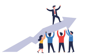Fototapeta premium Business success concept illustration with leaders and teamwork for growth design vector illustration