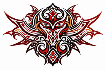 Fototapeta premium Stylized black tribal tattoo design featuring sharp curves, pointed edges, and an abstract flame-like form. This bold and symmetrical vector graphic is ideal for tattoo templates,