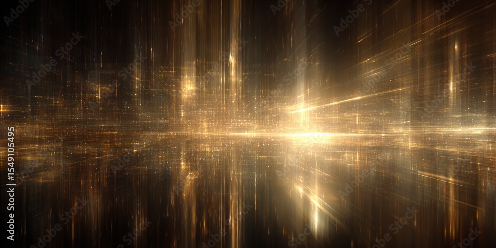 Poster abstract golden light streaks radiate outward creating a dynamic futuristic background