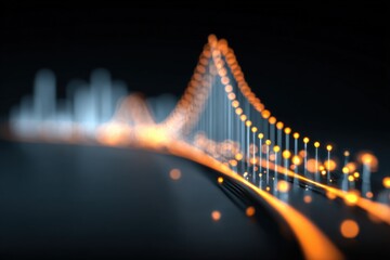 Obraz premium Close-up of a vibrant digital data visualization with glowing lines and points on a dark background