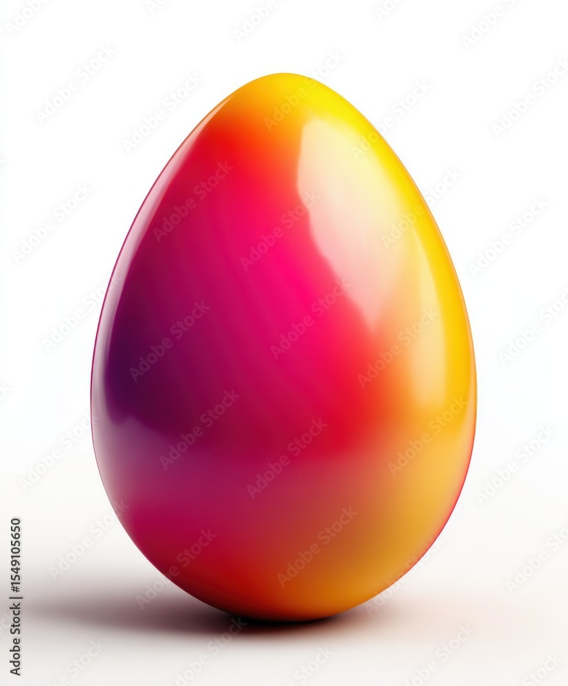 Poster vibrant colorful egg with smooth surface and bright reflective shine on white background