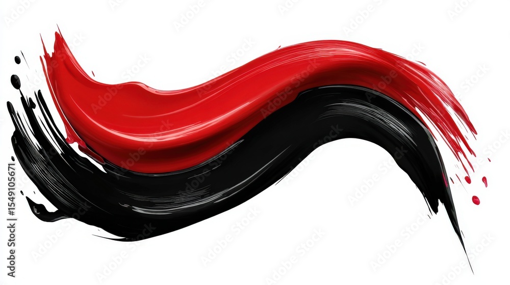 Aufkleber Abstract artistic red and black paint strokes with flowing curves and dynamic splash Effect