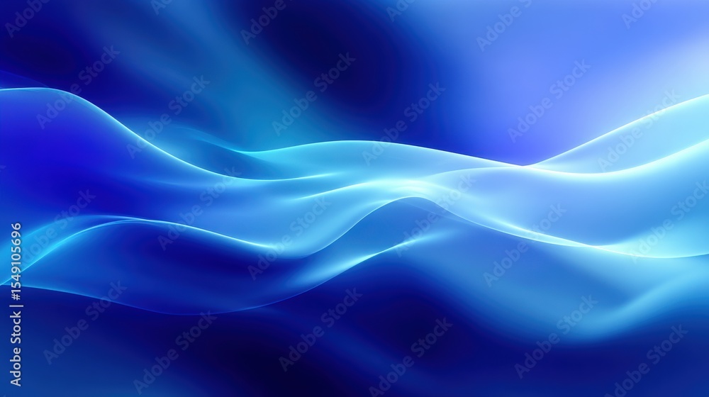 Poster abstract flowing blue light waves with smooth curves and glowing highlights