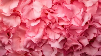 Fototapeta premium An enchanting close-up of soft pink rose petals artistically arranged, showcasing their velvety texture and delicate beauty, creating a romantic and serene atmosphere.