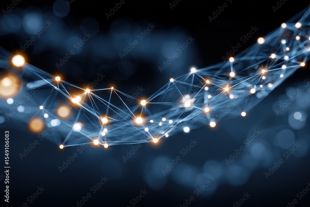 Aufkleber Abstract digital network visualization with interconnected glowing points and lines