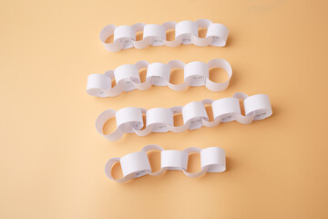 white paper chain, step in creative project instruction paper skeleton for Halloween, DIY project...
