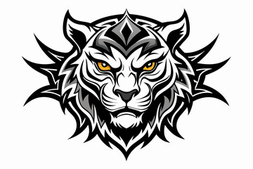 Stylized black tribal tattoo design featuring sharp curves, pointed edges, and an abstract flame-like form. This bold and symmetrical vector graphic is ideal for tattoo templates,