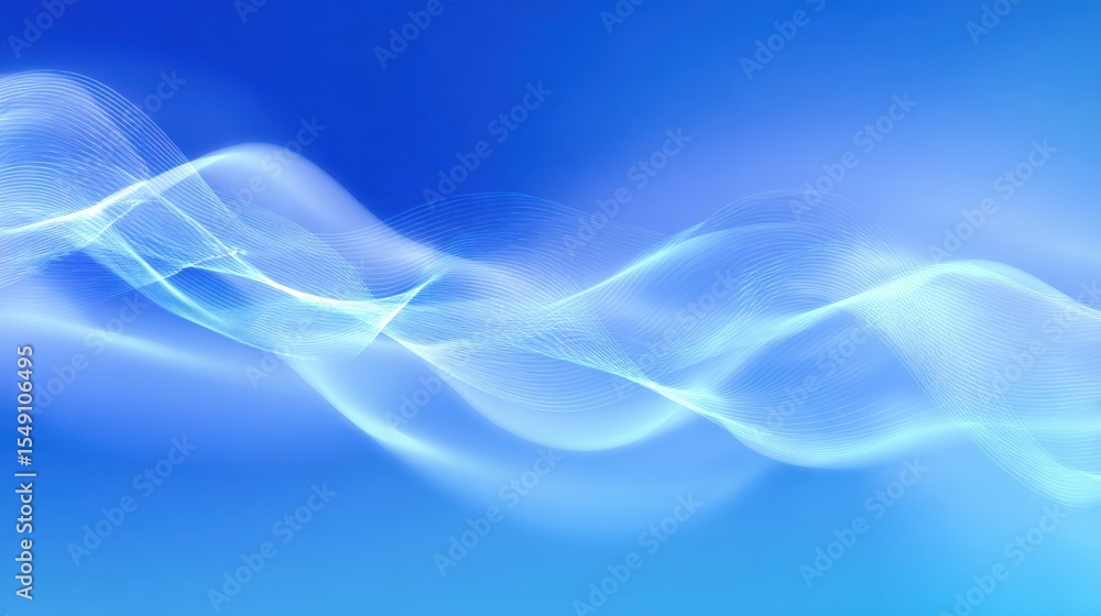 Poster abstract blue light waves flowing smoothly with dynamic energy and motion