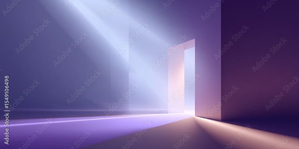 Poster bright open doorway with sunlight streaming into dark room creating contrast and shadows