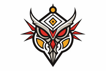 Obraz premium Stylized black tribal tattoo design featuring sharp curves, pointed edges, and an abstract flame-like form. This bold and symmetrical vector graphic is ideal for tattoo templates,