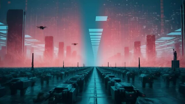 AI Takeover Concept Representing the Rise of Intelligent Machines and Human Displacement