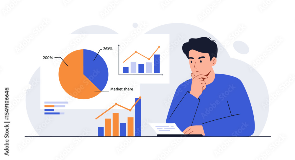 Aufkleber business analysis and growth strategy concept with charts and graphs for presentation design vector 