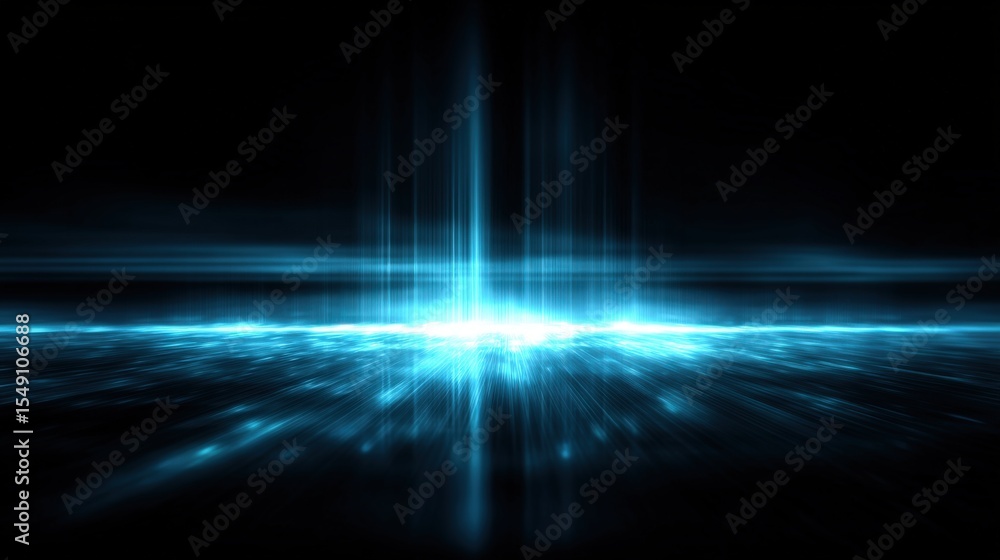 Aufkleber abstract blue laser light burst with glow effect on dark background for technology