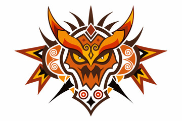 Stylized black tribal tattoo design featuring sharp curves, pointed edges, and an abstract flame-like form. This bold and symmetrical vector graphic is ideal for tattoo templates,