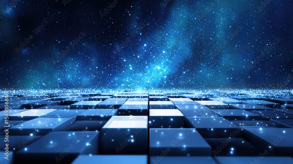 Poster futuristic digital technology abstract with glowing light and space elements