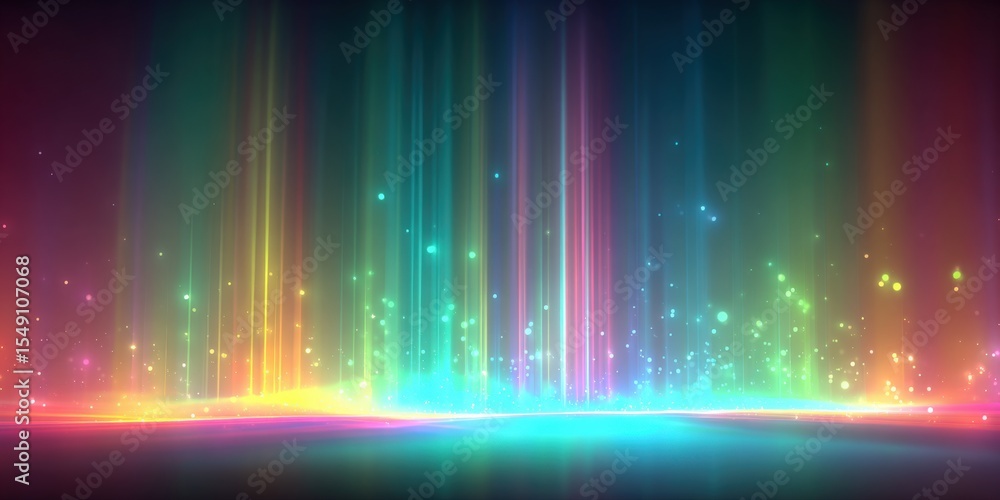 Poster vibrant colorful light beams and sparkles creating a magical and energetic atmosphere