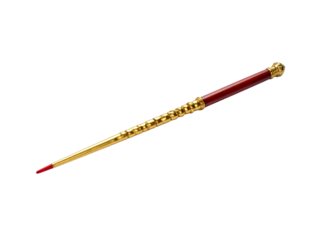 Wooden magic wand isolated on white, fantasy tool for spells and charms.