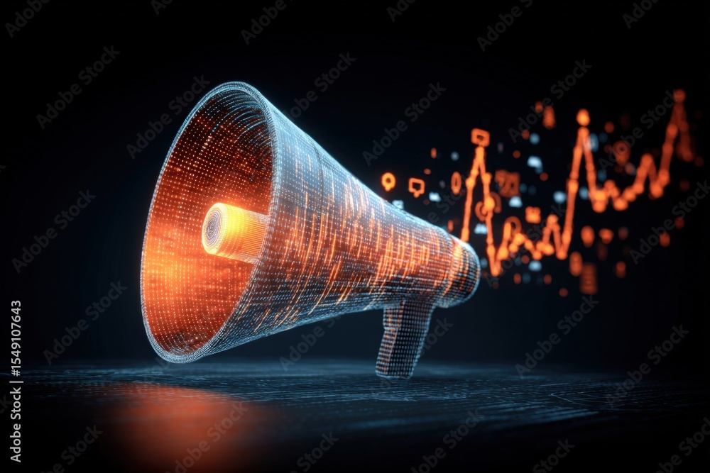 Aufkleber Digital Mehone with Data Graphs and Digital Signals in a Futuristic Style