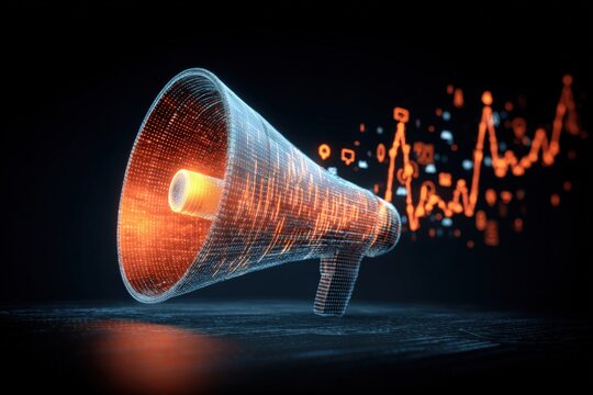 Digital Mehone with Data Graphs and Digital Signals in a Futuristic Style