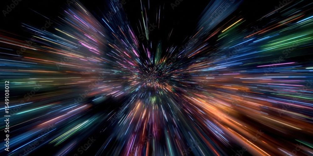 Poster Vibrant Dynamic Light Speed Effect Creating Motion Blur in Stunning Color Burst