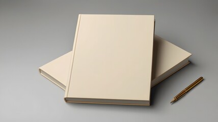 Blank Notebook and Pen on Table, Minimalist Aesthetic, Soft Lighting, Artistic Concept