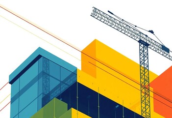 Abstract construction vector background with geometric shapes and lines, ideal for website landing page or company presentation,  minimalist,  advertisement