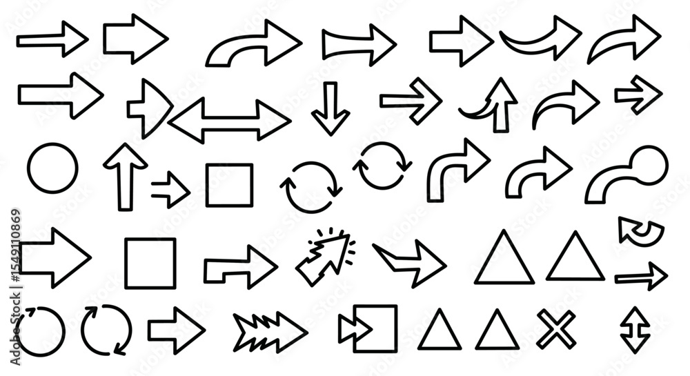 Aufkleber diverse arrow icons and geometric shapes for design and navigation projects vector illustration