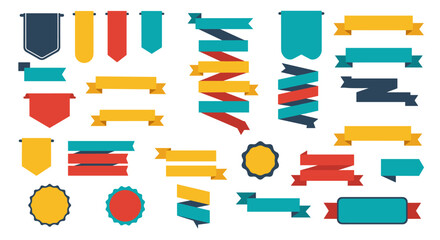 Colorful collection of ribbons and banners for creative design projects vector illustration