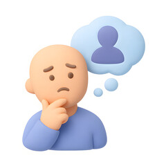 3D Thinking About Someone Else Icon on a White Background