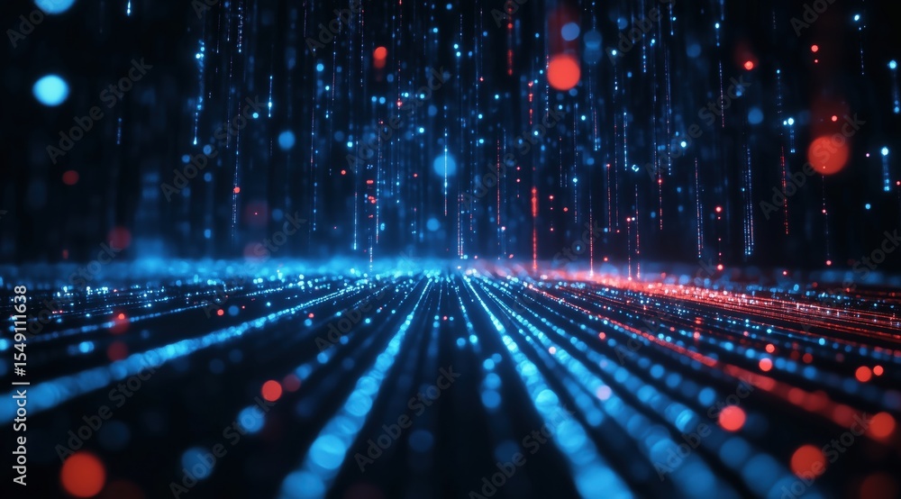 Poster digital flow: immerse yourself in the captivating world of digital data streams, where vibrant blue 