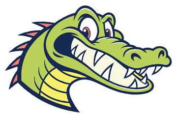 Obraz premium Cartoon alligator roars fiercely, displaying its sharp teeth in a colorful and vivid illustration