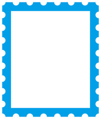 Stamp Style Frame with Light Blue Lines on Transparent Background