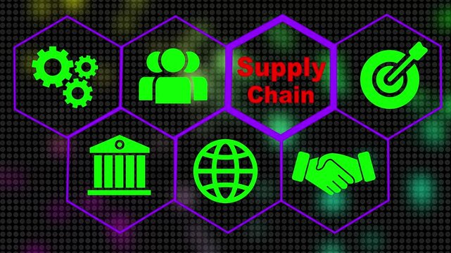 selecting a supply chain concept of a futuristic. Hi tech motion graphic background, white flickering dots on dark background .4k video animation. on black background and 4 collar animation.