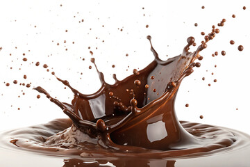 melting-chocolate-burst isolated on white background, ai generated