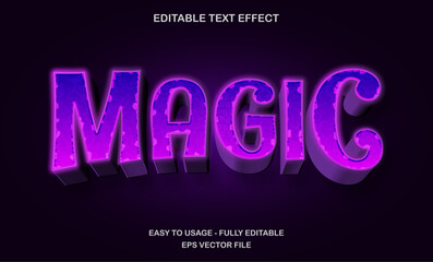 Obraz premium Magic 3d text effect - editable bold purple fantasy typography for witch, wizard, and magical game design