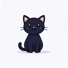 Obraz premium A charming illustration of a cute black cat sitting peacefully
