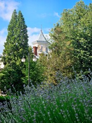 scenic view of beautiful church, old church in the park