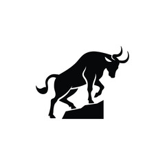 Bull, Stock Market Bullish Symbol Vector Illustration, Bull Silhouette Image.