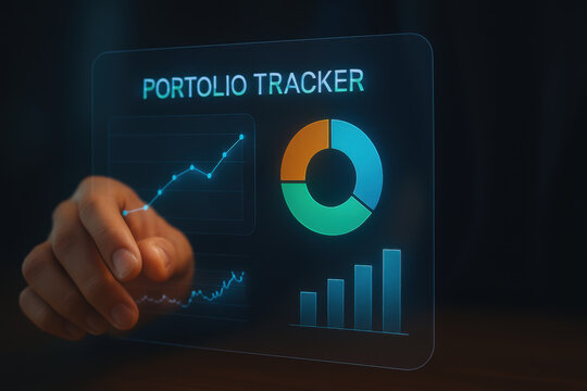 Portfolio tracker interface displaying financial data with graphs and charts, showcasing investment performance and analytics in modern digital format