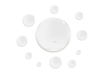 Collection of White Multi-Action Illuminating Serum Smear Isolated on White. Skin Tone Makeup Swatches. Drop of Liquid Foundation Stroke. Collections Beauty Cleaner. Set of Cosmetic Smudge Cleanser