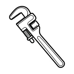 Black and White Illustration of a Pipe Wrench Tool