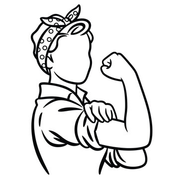 Rosie the Riveter Outline Symbol of Female Empowerment and Strength