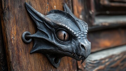 Forged iron coat hook, dragon-inspired, sharp edges, a bold and unique wall decoration.