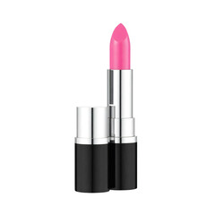 Obraz premium Pink lipstick in stylish black and silver casing isolated on transparent background