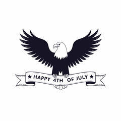 Geometric Bald Eagle & Banner – Minimalist ‘Happy 4th of July’ Patriotic Mascot